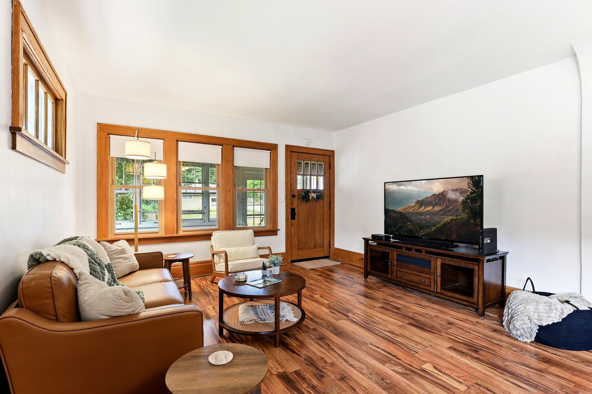 Durable laminate flooring enhances everyday comfort and style.