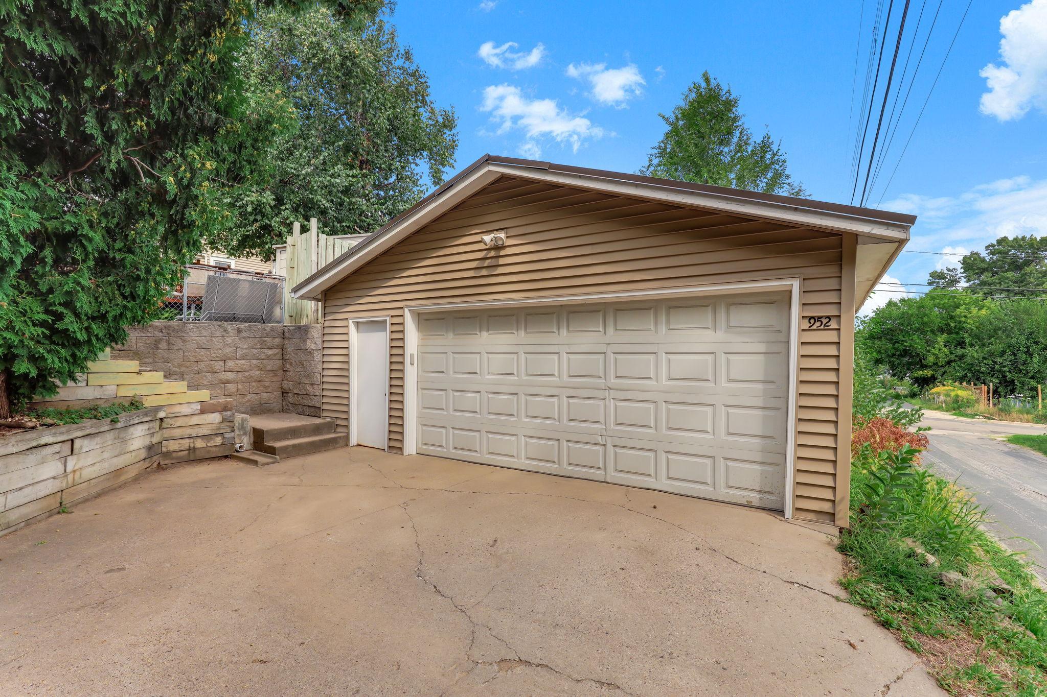 Detached two-car garage offering secure parking and added storage.