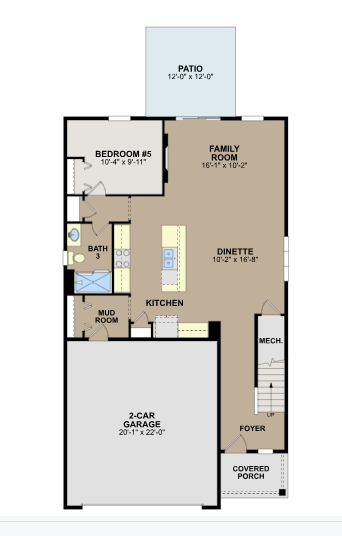 The Trenton main level has an amazing open concept living space with a main level bedroom and 3/4 bath! The perfect generational home!
