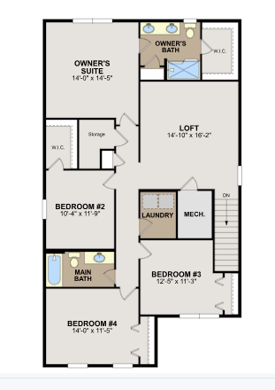 The Trenton 2nd level layout features 4 more bedrooms - an owner's suite with en-suite bathroom, large loft, 3 additional bedrooms, and extra bath. Laundry room on the bedroom level makes putting laundry away a breeze!