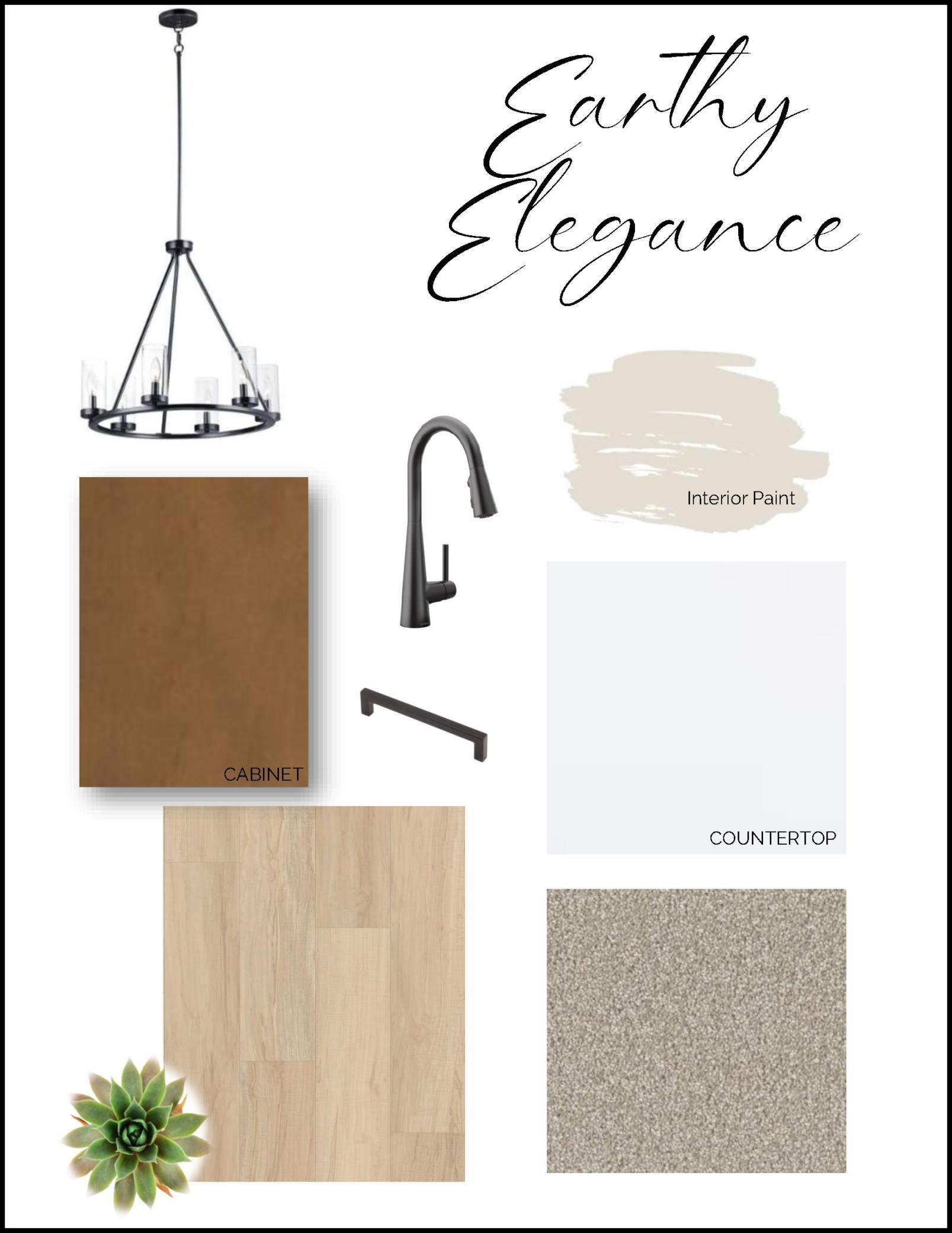 This beautiful interior design package has been handcrafted by our interior decorators with all the freshest new features. Our Earthy Elegance curated collection has contemporary warm brown toned cabinets with stylish black finishes.
