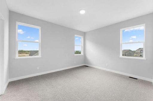 Primary suite. Spacious main floor bedroom with walk-in closet and private bath.