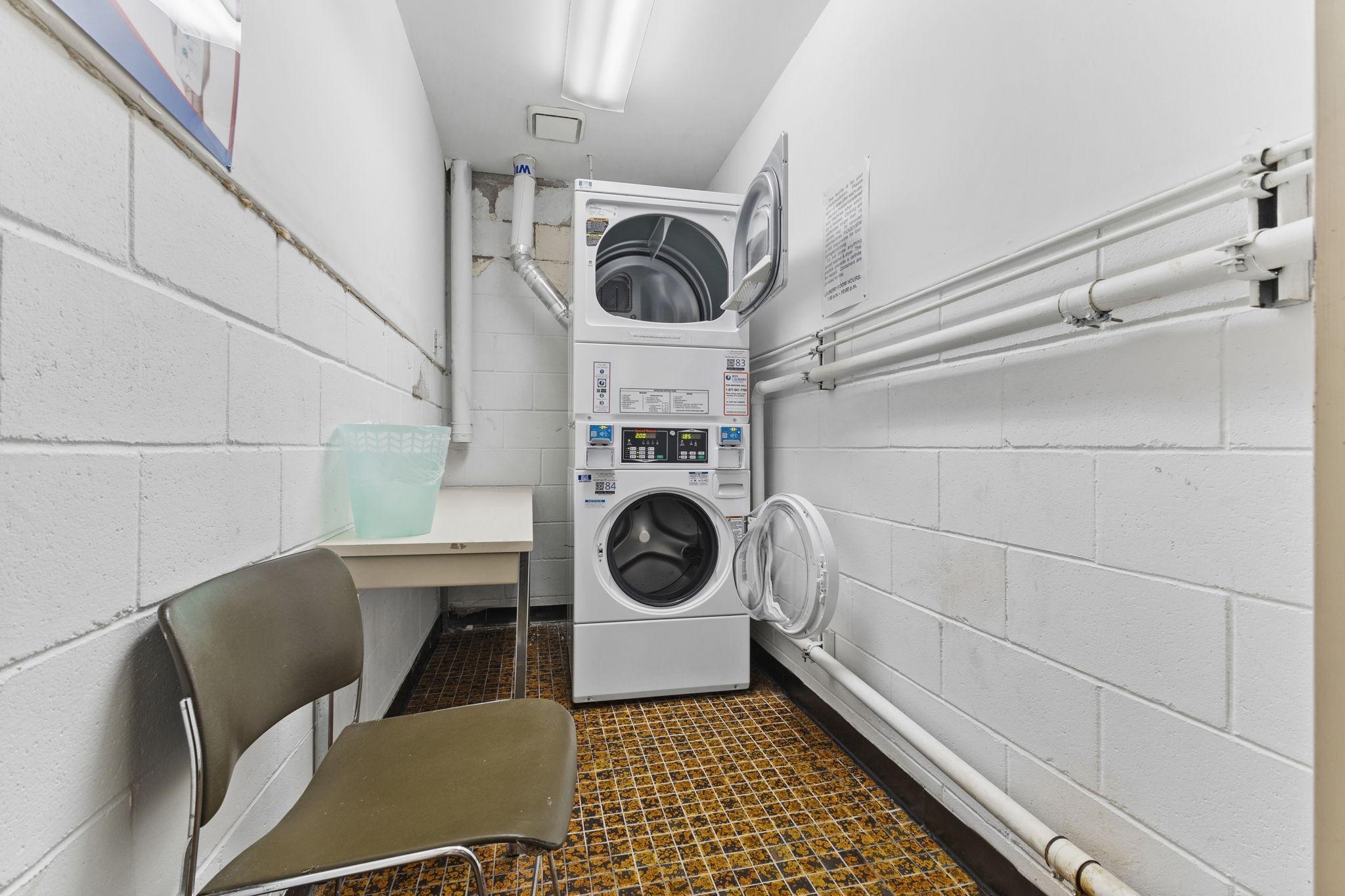Laundry is on the bottom floor, 7 steps down from condo