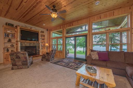 Fireplace and family room in lower level
