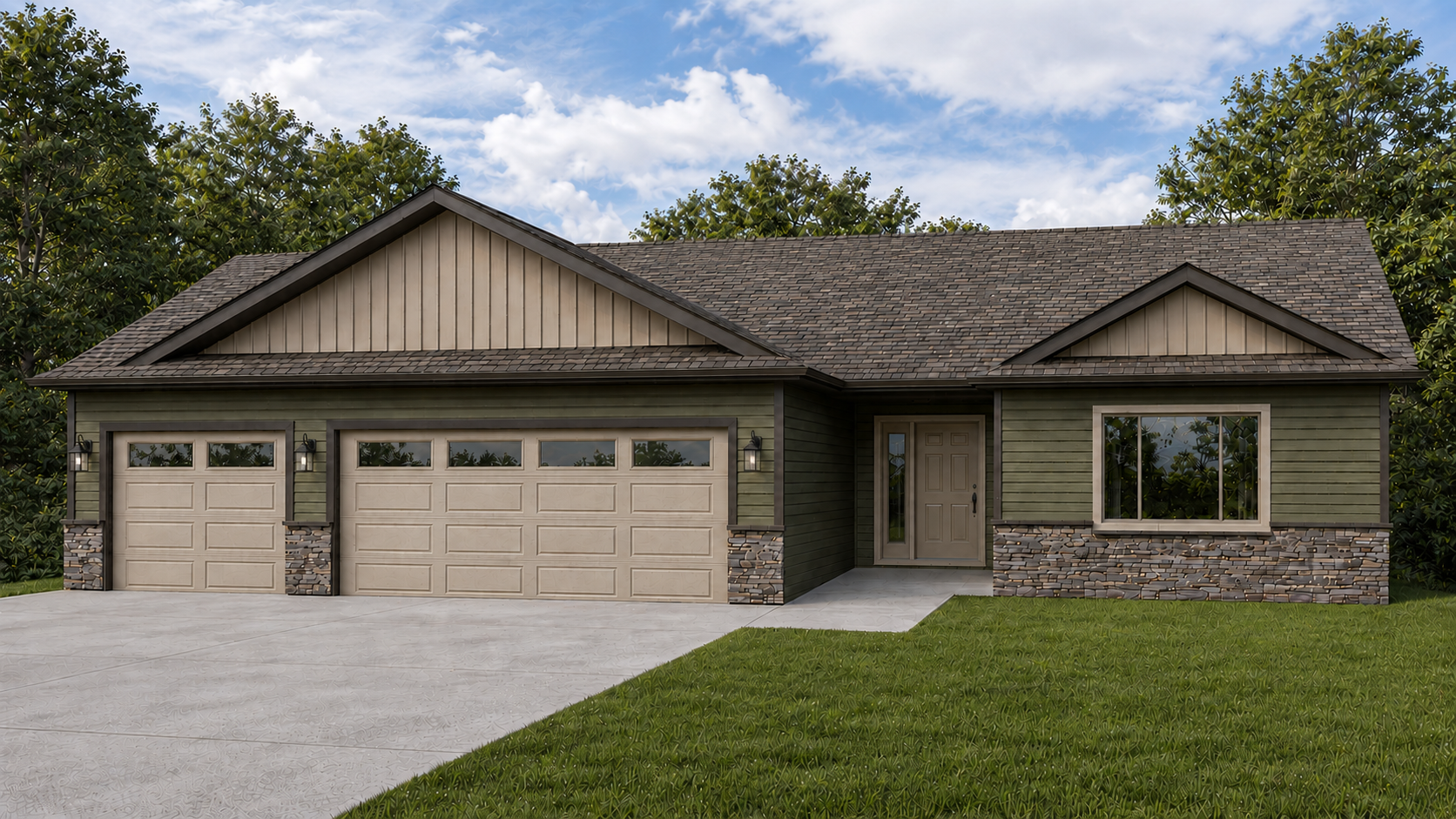 *AI-generated exterior rendering* This image is intended to provide a conceptual representation of the home. Not exact floor plan layout due to AI-generation.
