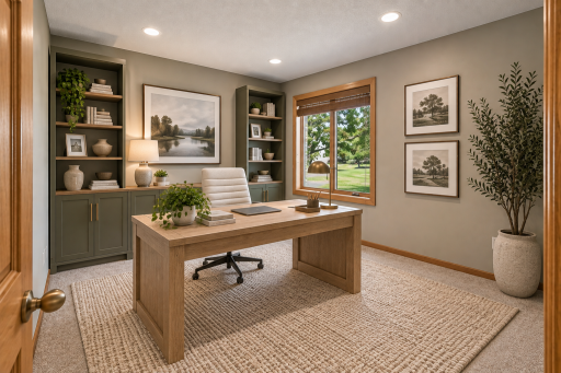 Virtually Staged Office/Second Bedroom on Main Level