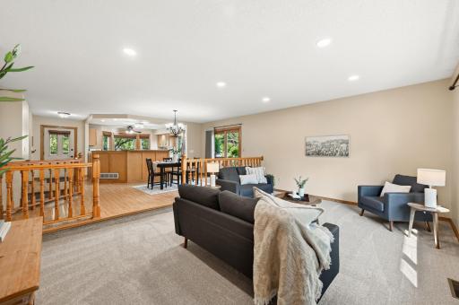 The large, open living room is the perfect spot to unwind and relax.
