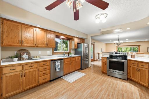There is plenty of counter space for meal prepping and serving guests.