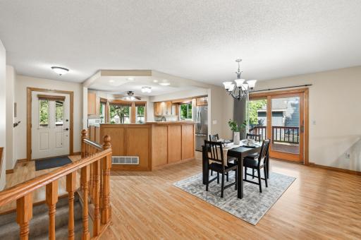 Access the large deck through the sliding glass door in the dining room, with plenty of room for outdoor dining and lounging.