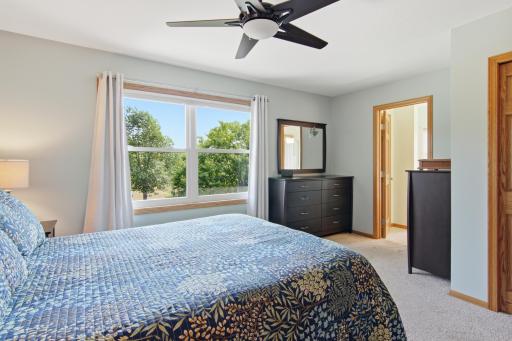 Primary Bedroom with Large Windows to Back Yard