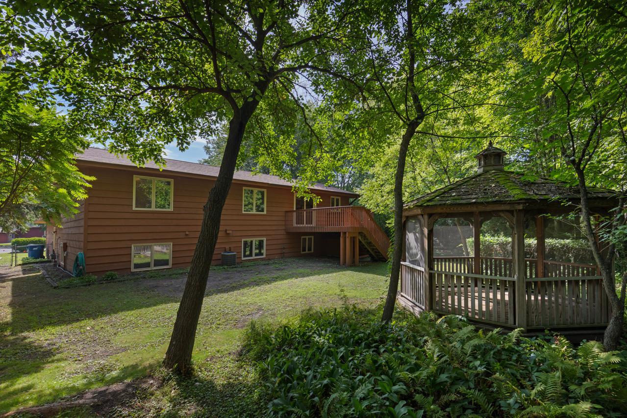 View of the backyard and gazebo.