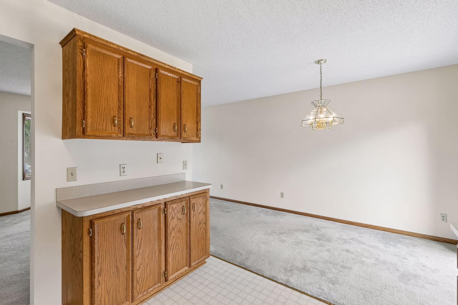 Extra cabinetry and counter space was added by homeowner.