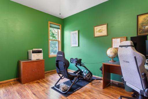 The generous main-floor office has room for a large desk and plenty of workspace.