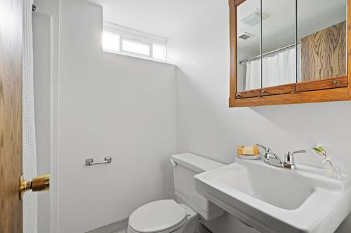 The lower level 3/4 bathroom is adjacent to the bedroom and living room for extra conveinenance.