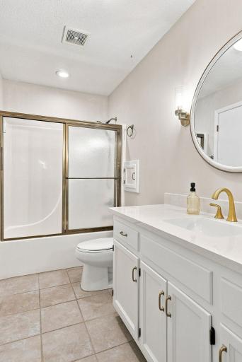 The bathroom sink and countertop was updated in 2026