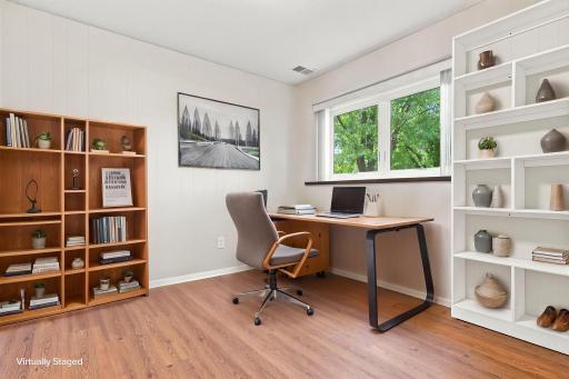 Virtually staged second bedroom used as an office