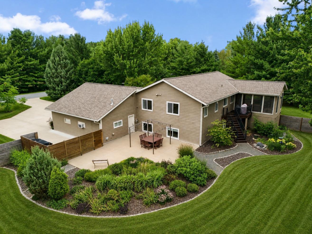 Professionally landscaped backyard. Digitally altered photo