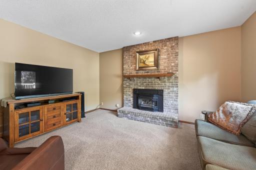 Main floor family room with gas fireplace