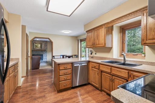 Kitchen window, informal eating and tons of cabinet space