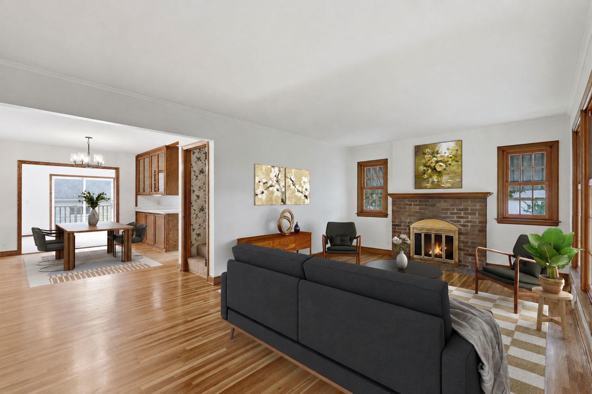 Open floor plan. Virtually staged.