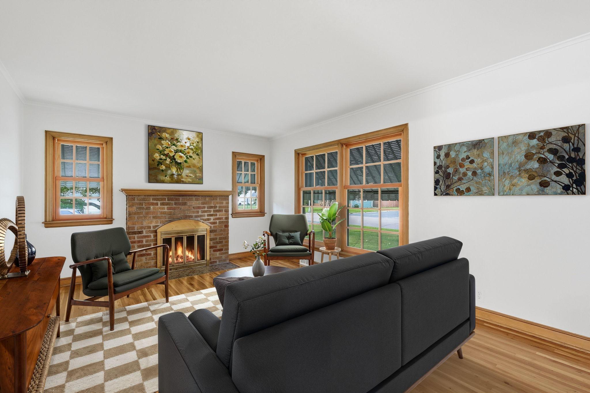 Living room with fireplace