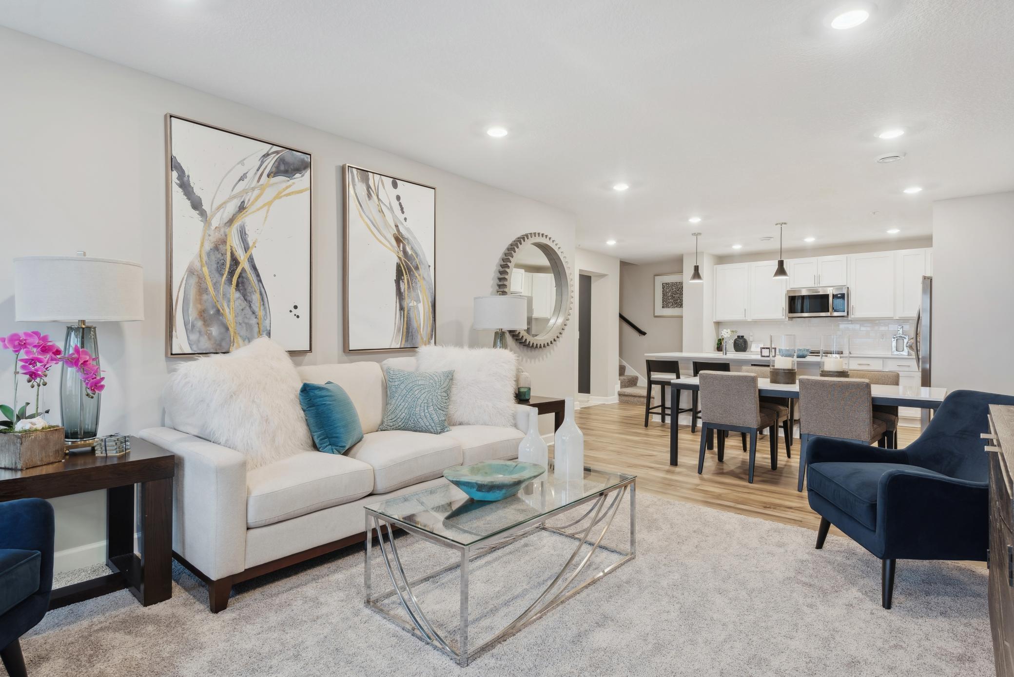 (Photo of a decorated model, actual homes finishes will vary) Another angle of the great room!