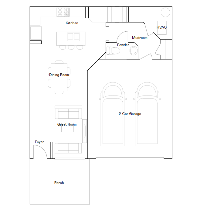 Revere main level floorplan.