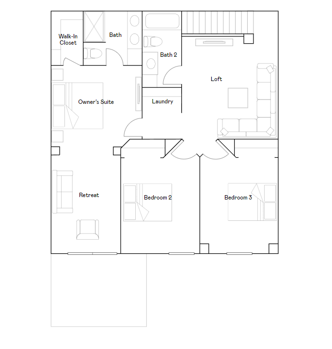 Revere upper level floorplan.