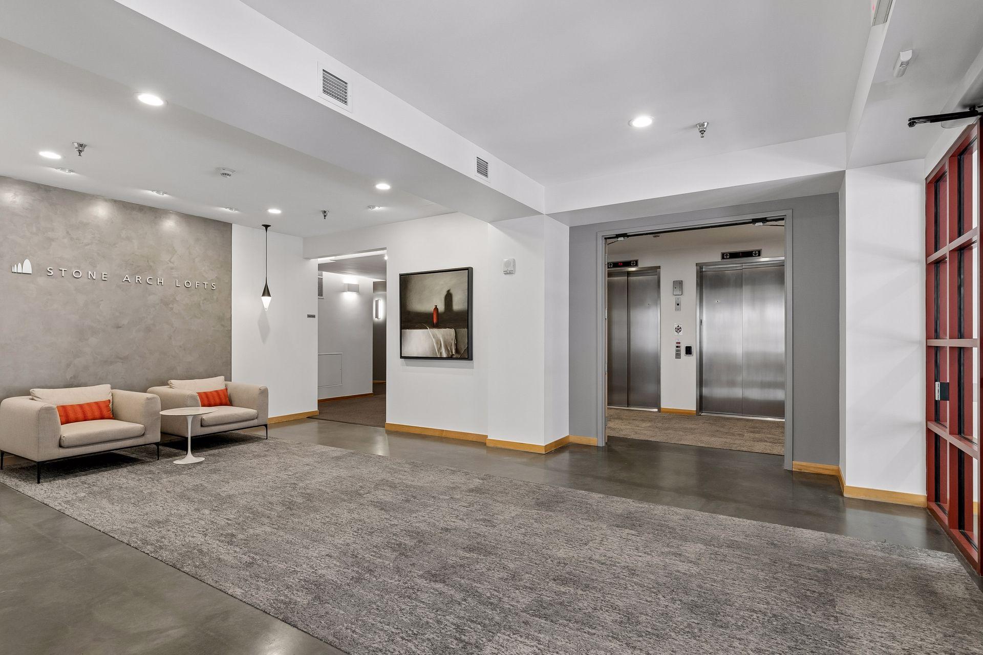 Lobby and elevator landing