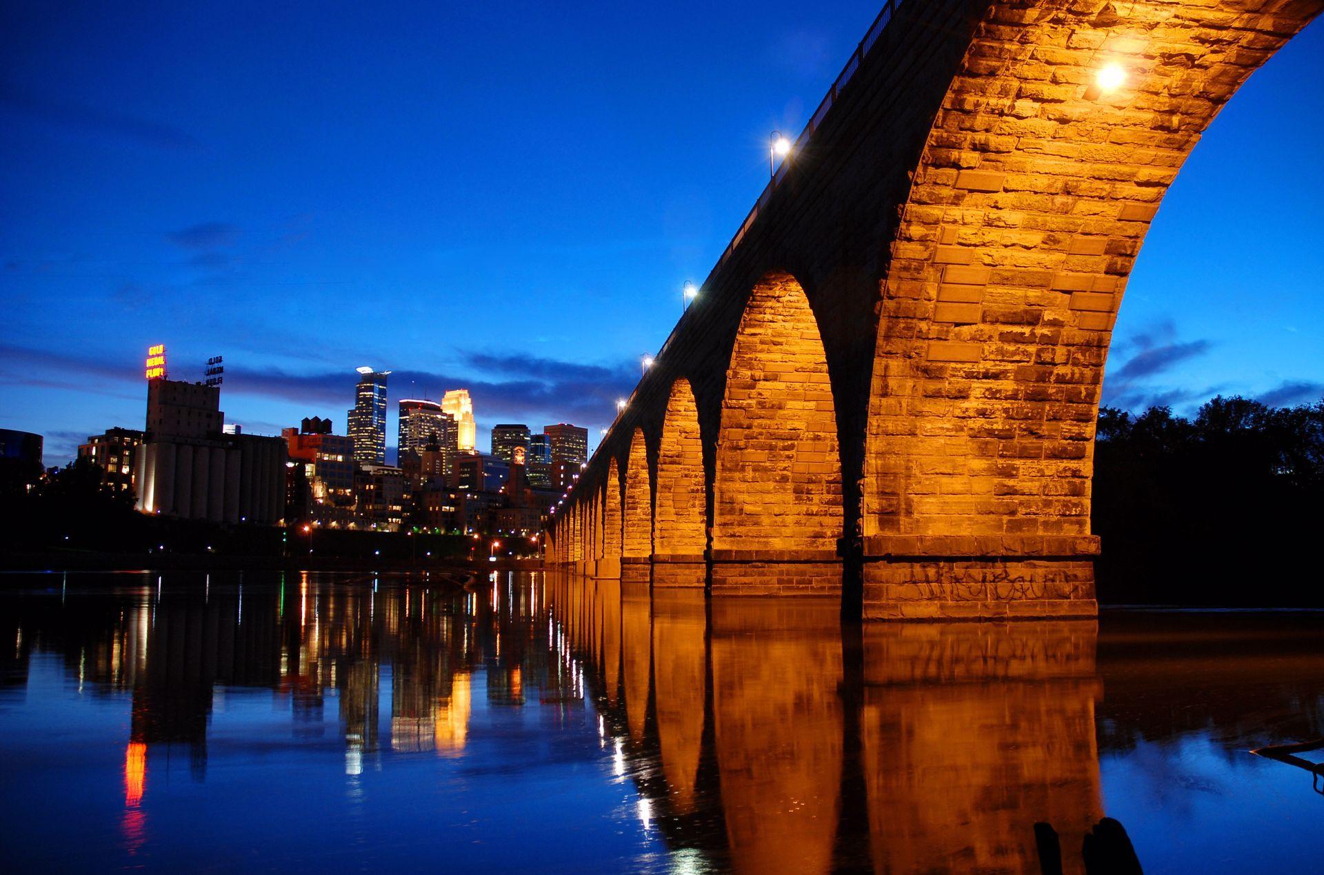 The Stone Arch Bridge at dusk
