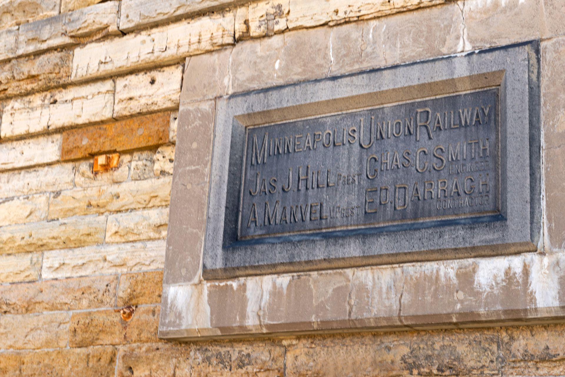 Historic marker at the Stone Arch Bridge