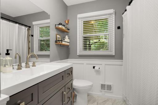 Full bathroom on the upper level was recently remodeled