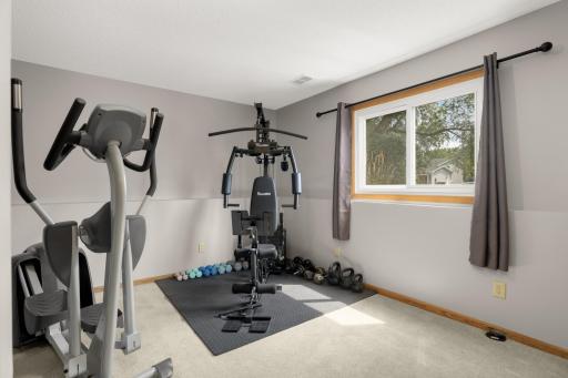 Bedroom #4 is also on the lower level. Currently being used as a workout room