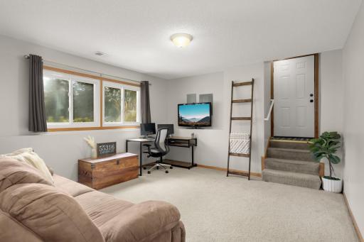 Lower level family room connects with the garage
