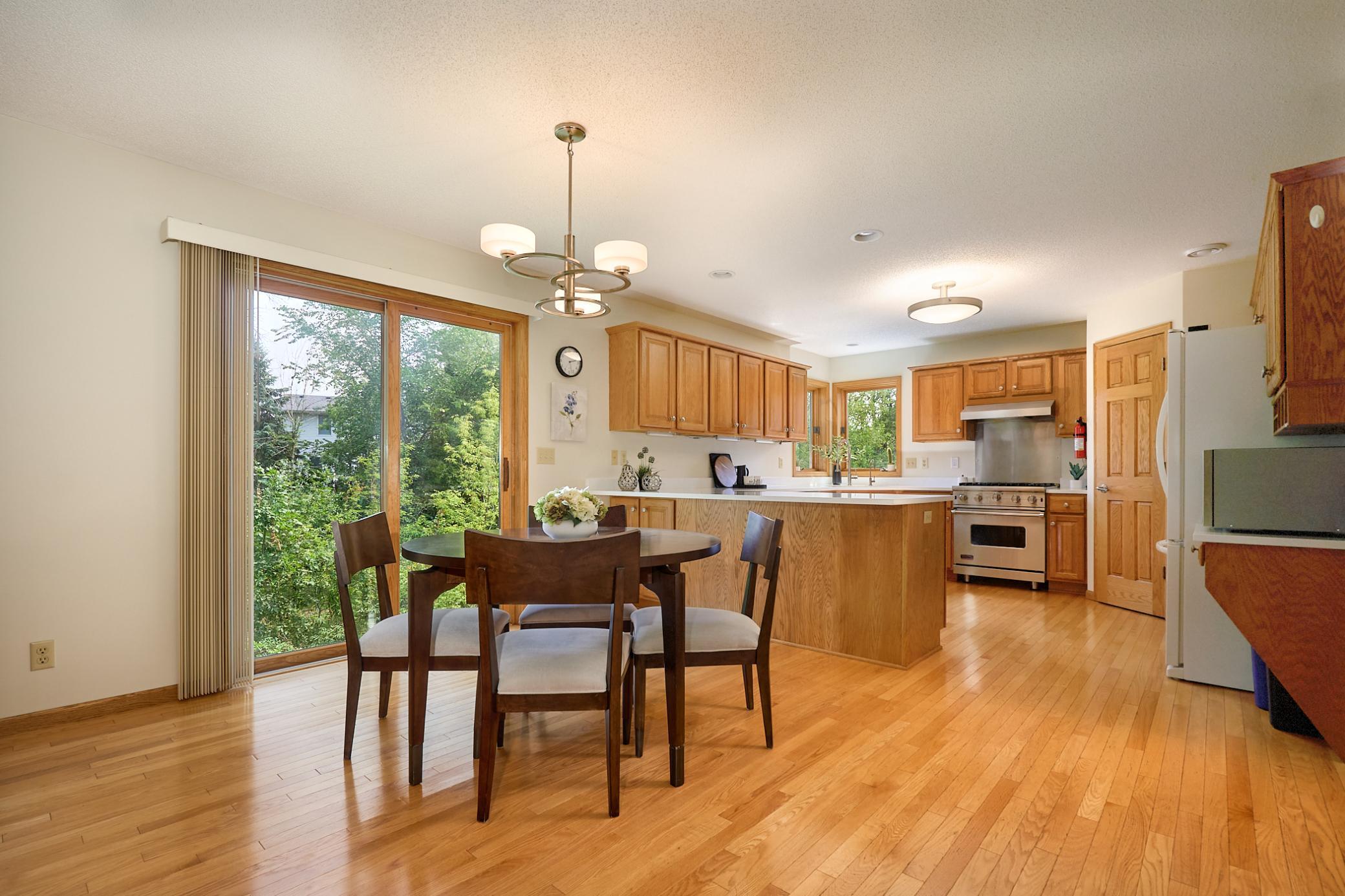 Informal dining room with views of the pond