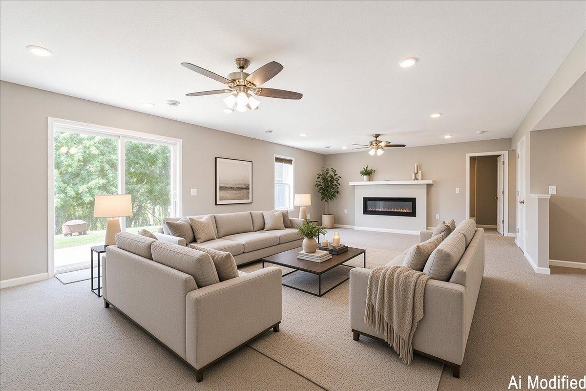 AI Staged Family Room.