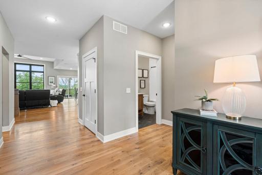 Open main level layout provides easy flow between the foyer and living areas.