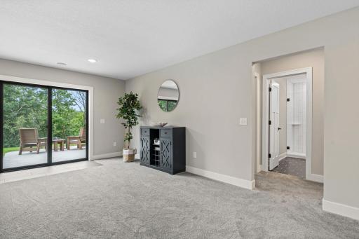 Finished walkout lower level with direct outdoor access to the expansive patio.