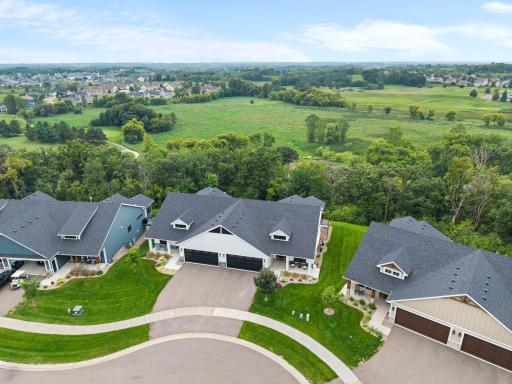 Aerial view showcasing the home’s setting and beautiful panoramic views.