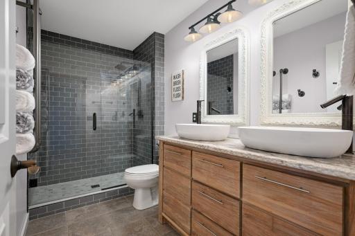 Upper level 3/4 bath with double sinks