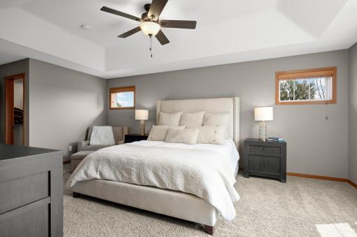 Tray vault ceilings and his & her walk-in closets