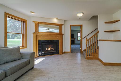 An open staircase from the family room leads to the second floor.