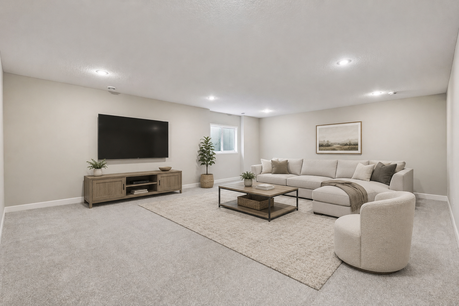 Spacious lower level family room *virtually staged*