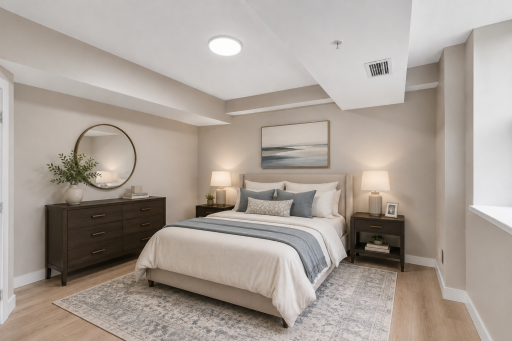 Large primary bedroom 15'X14'. Virtually staged to show the possibilities!