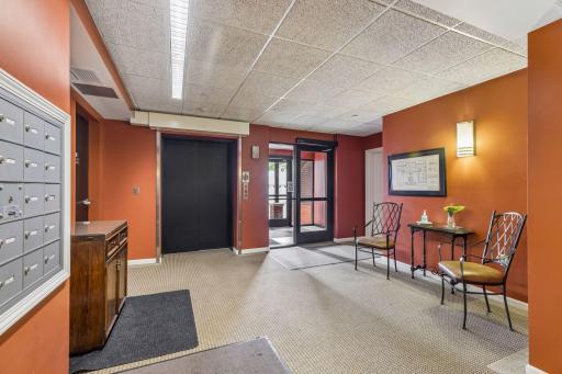 Rear entrance lobby near elevator & owner mailboxes.