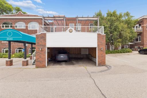 Garage number 1 is the designated shared stall located under the rooftop patio.