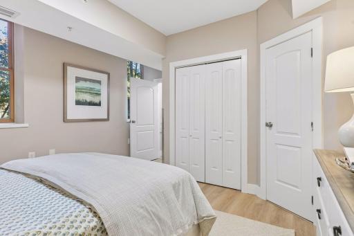 Solid paneled doors throughout. Here is an alternate view of the primary BR showing the closet space.