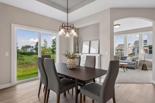 The informal dining room is just steps away from the kitchen.