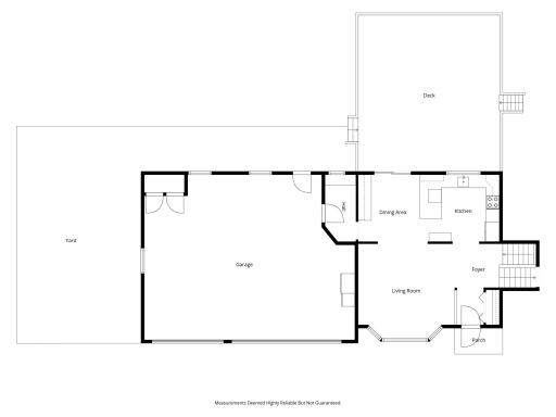 Floorplan - Main level with access to the deck and 3 car garage.