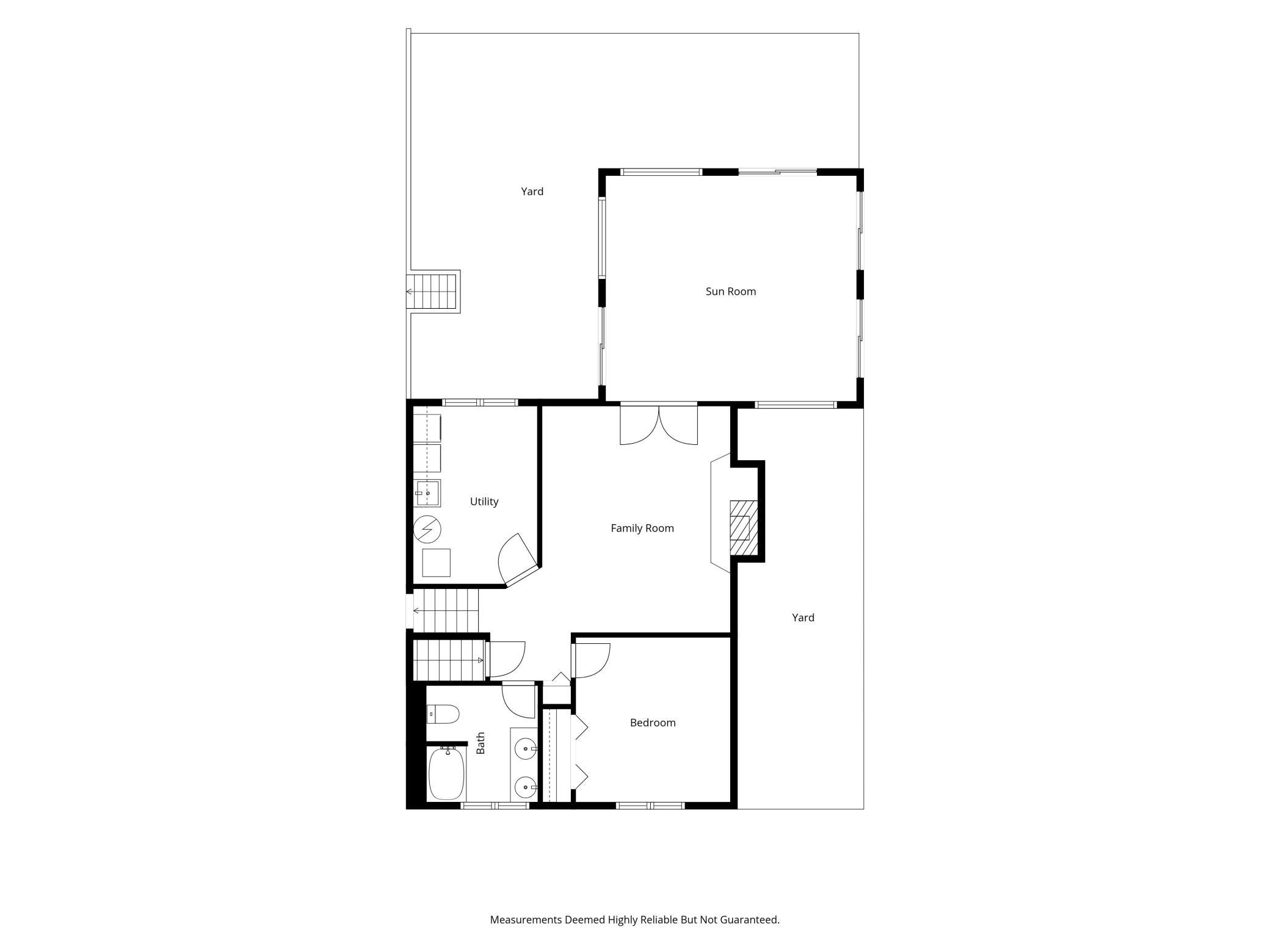 Floorplan - LL level walkout. family room, laundry, bedroom 4 & sunroom.